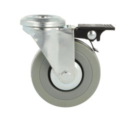 Inventarhjul "Brutus" 75mm - 10,5mm Hul - med Bremse