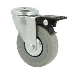 Inventarhjul "Brutus" 75mm - 10,5mm Hul - med Bremse