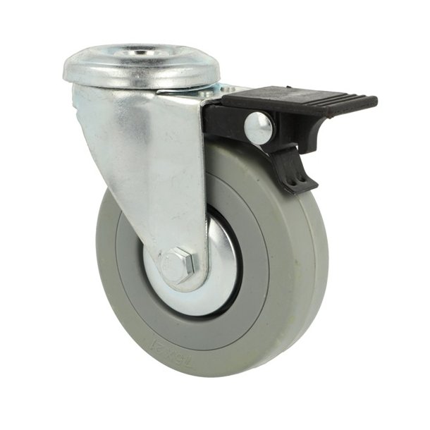 Inventarhjul "Brutus" 75mm - 10,5mm Hul - med Bremse