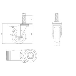Inventarhjul "Brutus" 50mm - M10x30mm - med Bremse