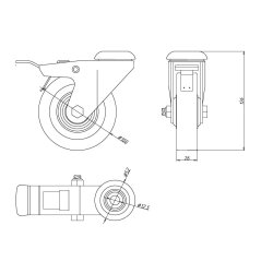 Inventarhjul "Brutus" �100mm - �12,5mm Hul - Fuld Bremse