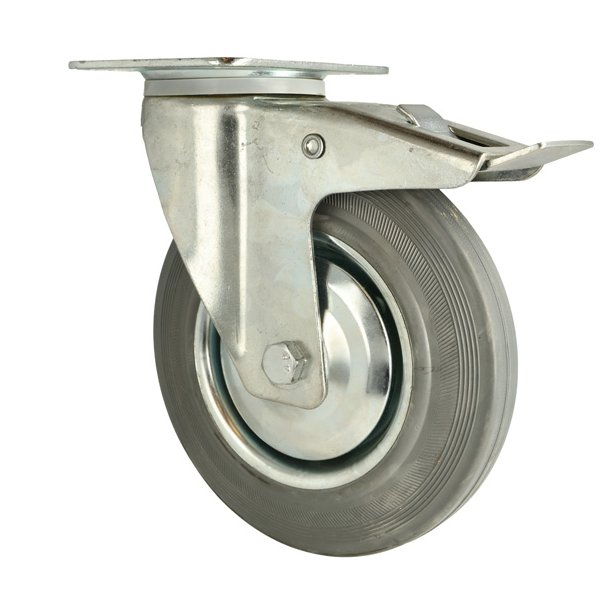 Inventarhjul "Brutus" �200mm - 110x135mm Plade - Fuld Bremse
