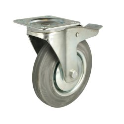 Inventarhjul "Brutus" �200mm - 110x135mm Plade - Fuld Bremse