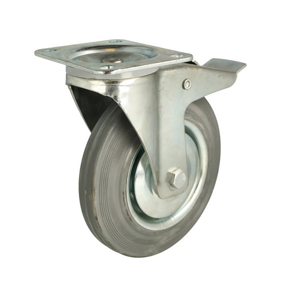 Inventarhjul "Brutus" �200mm - 110x135mm Plade - Fuld Bremse