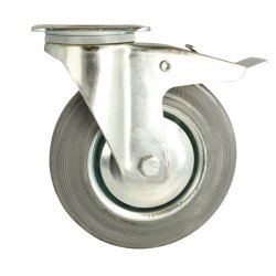 Inventarhjul "Brutus" �200mm - 110x135mm Plade - Fuld Bremse