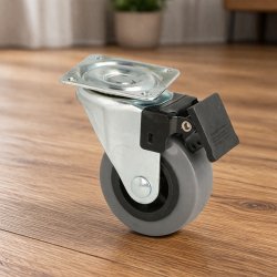 Inventarhjul "C�sar" �50mm - 42x42mm Plade - med Bremse