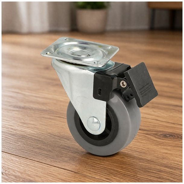 Inventarhjul "C�sar" �50mm - 42x42mm Plade - med Bremse