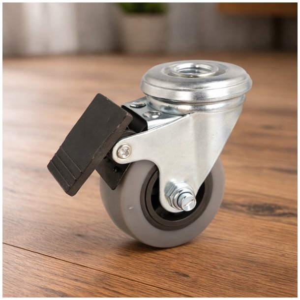 Inventarhjul "C�sar" �50mm - �10,5mm Hul - med Bremse