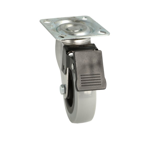 Inventarhjul "Csar" 75mm - 60x60mm Plade - med Bremse