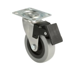 Inventarhjul "Csar" 75mm - 60x60mm Plade - med Bremse