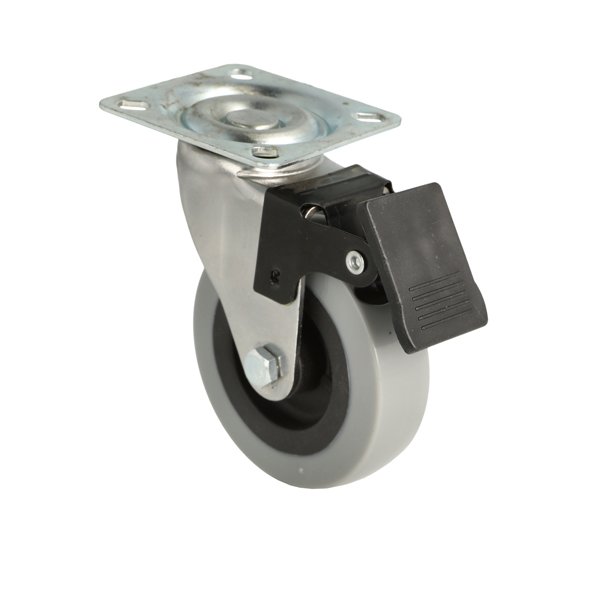 Inventarhjul "Csar" 75mm - 60x60mm Plade - med Bremse