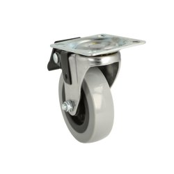 Inventarhjul "Csar" 75mm - 60x60mm Plade - med Bremse