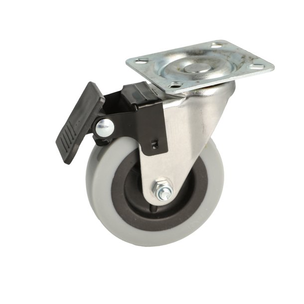 Inventarhjul "Csar" 75mm - 60x60mm Plade - med Bremse