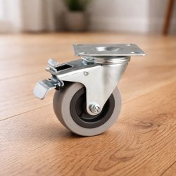 Inventarhjul "C�sar" �75mm - 60x60mm Plade - Fuld Bremse