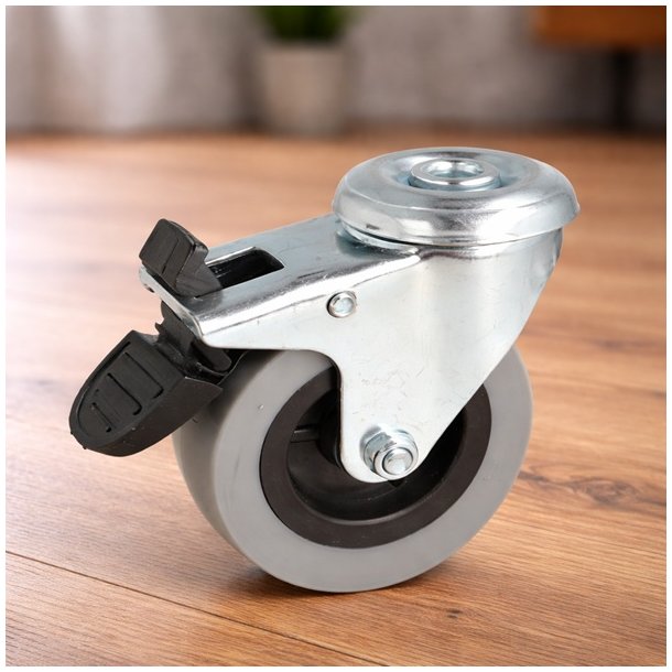 Inventarhjul "C�sar" �75mm - �10,5mm Hul - Fuld Bremse