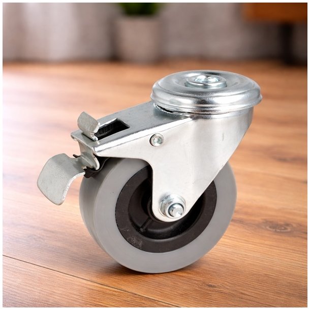 Inventarhjul "C�sar" �75mm - �10,5mm Hul - Fuld Bremse