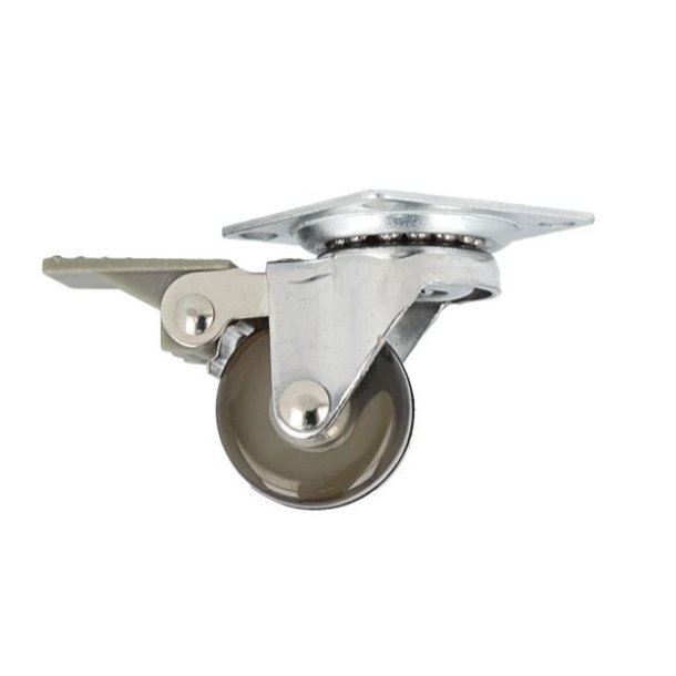 Mbelhjul "Verus" 35mm - Grt Transparent Hjul-med Bremse