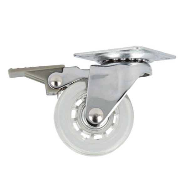 Mbelhjul "Verus" 50mm - Klar Transparent Hjul-med Bremse