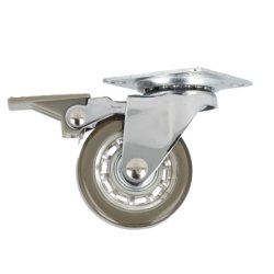 Mbelhjul "Verus" 50mm - Grt Transparent Hjul-med Bremse