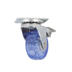 Mbelhjul "Verus" 50mm - Blt Transparent Hjul-med Bremse