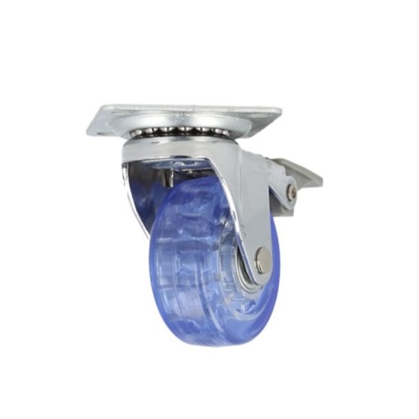 Mbelhjul "Verus" 50mm - Blt Transparent Hjul-med Bremse