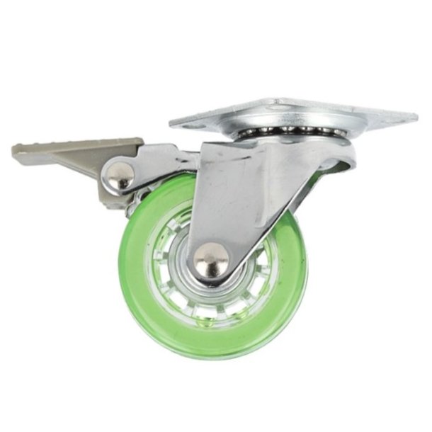 Mbelhjul "Verus" 50mm - Grnt Transparent Hjul-med Bremse