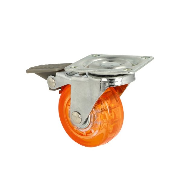 Mbelhjul "Verus" 50mm -Orange Transparent Hjul-med Bremse