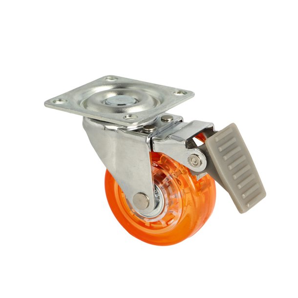 Mbelhjul "Verus" 50mm -Orange Transparent Hjul-med Bremse