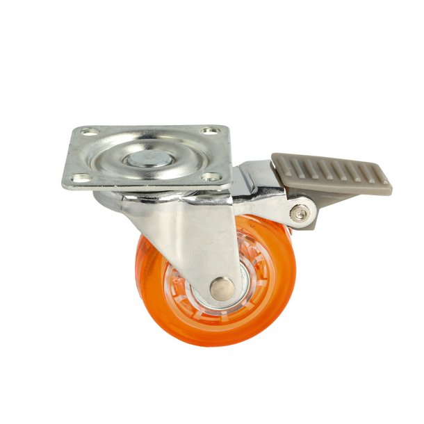 Mbelhjul "Verus" 50mm -Orange Transparent Hjul-med Bremse