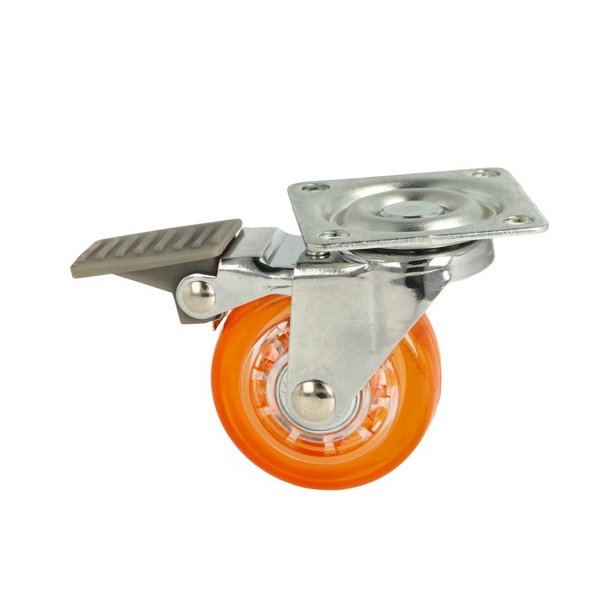 Mbelhjul "Verus" 50mm -Orange Transparent Hjul-med Bremse