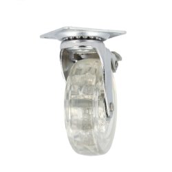 Mbelhjul "Verus" 75mm - Klar Transparent Hjul-med Bremse