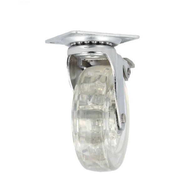 Mbelhjul "Verus" 75mm - Klar Transparent Hjul-med Bremse