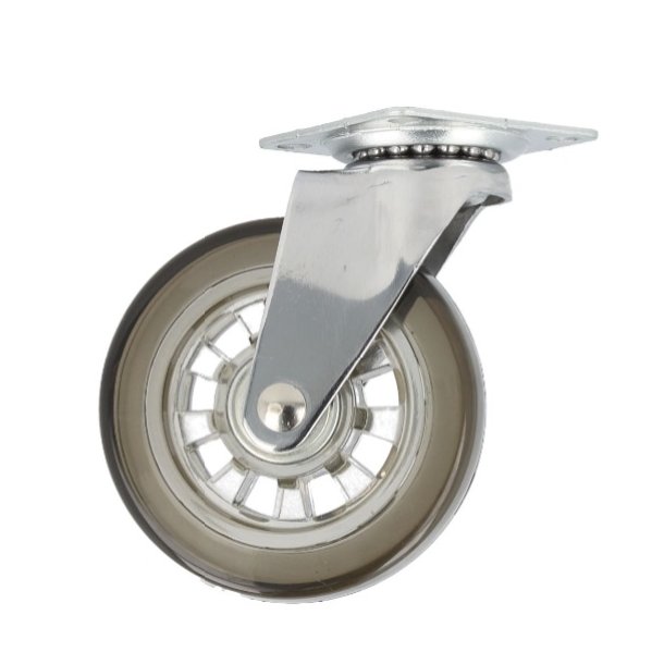 Mbelhjul "Verus" 75mm - Grt Transparent Hjul