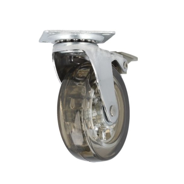 Mbelhjul "Verus" 75mm - Grt Transparent Hjul-med Bremse