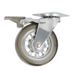 Mbelhjul "Verus" 75mm - Grt Transparent Hjul-med Bremse