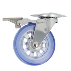 Mbelhjul "Verus" 75mm - Blt Transparent Hjul-med Bremse