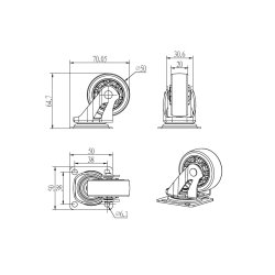 M�belhjul "Spike" �50mm -  Transparent Hjul