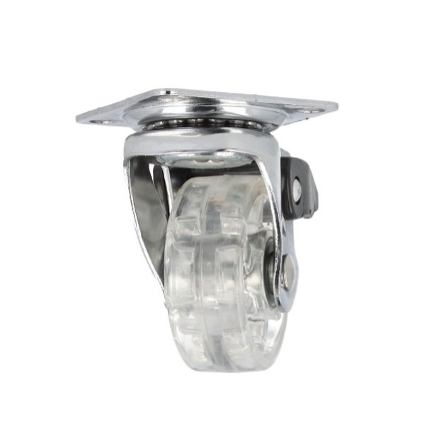 Mbelhjul "Spike" 50mm -  Transparent Hjul og Bremse