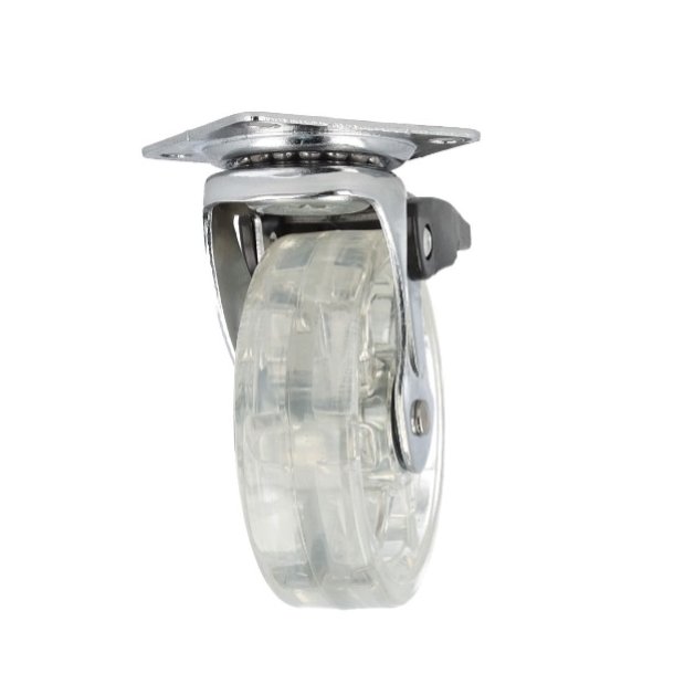 Mbelhjul "Spike" 75mm -  Transparent Hjul og Bremse