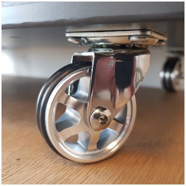 Mbelhjul "Decius" 75mm - Forkromet - med Bremse