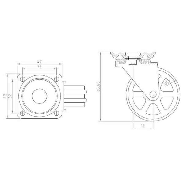 M�belhjul "Decius" �50mm - Forkromet
