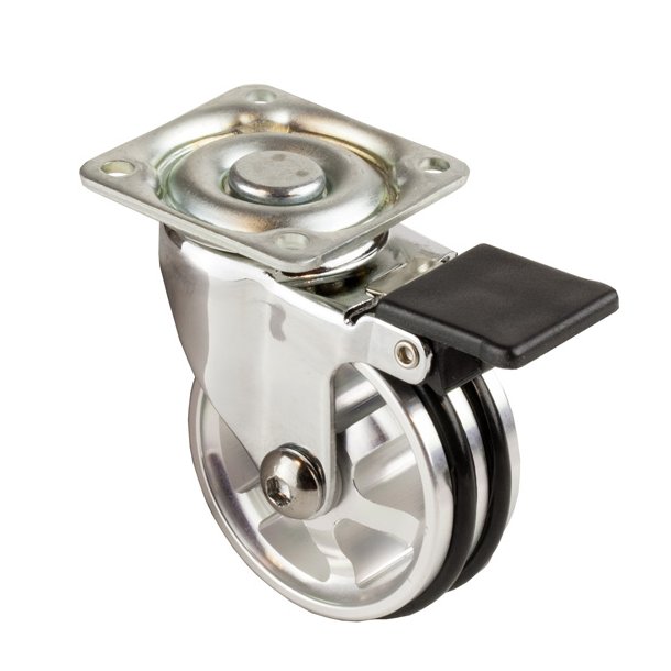 Mbelhjul "Decius" 50mm - Forkromet - med Bremse