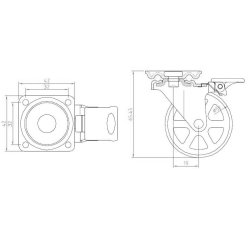 Mbelhjul "Decius" 50mm - Forkromet - med Bremse