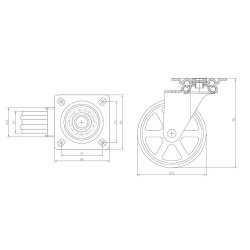 M�belhjul "Decius" �75mm - Forkromet