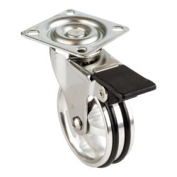 Mbelhjul "Decius" 75mm - Forkromet - med Bremse