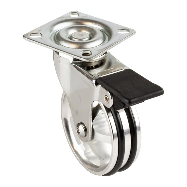 Mbelhjul "Decius" 75mm - Forkromet - med Bremse