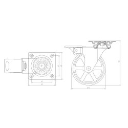 Mbelhjul "Decius" 75mm - Forkromet - med Bremse