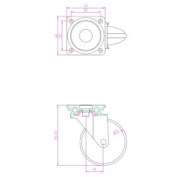 M�belhjul "Gallus" �50mm - Aluminium