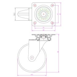 Mbelhjul "Gallus" 75mm - Aluminium