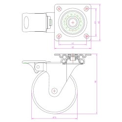 M�belhjul "Gallus" �75mm - Aluminium - med Bremse